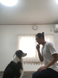 しゃがんでアイコンタクト